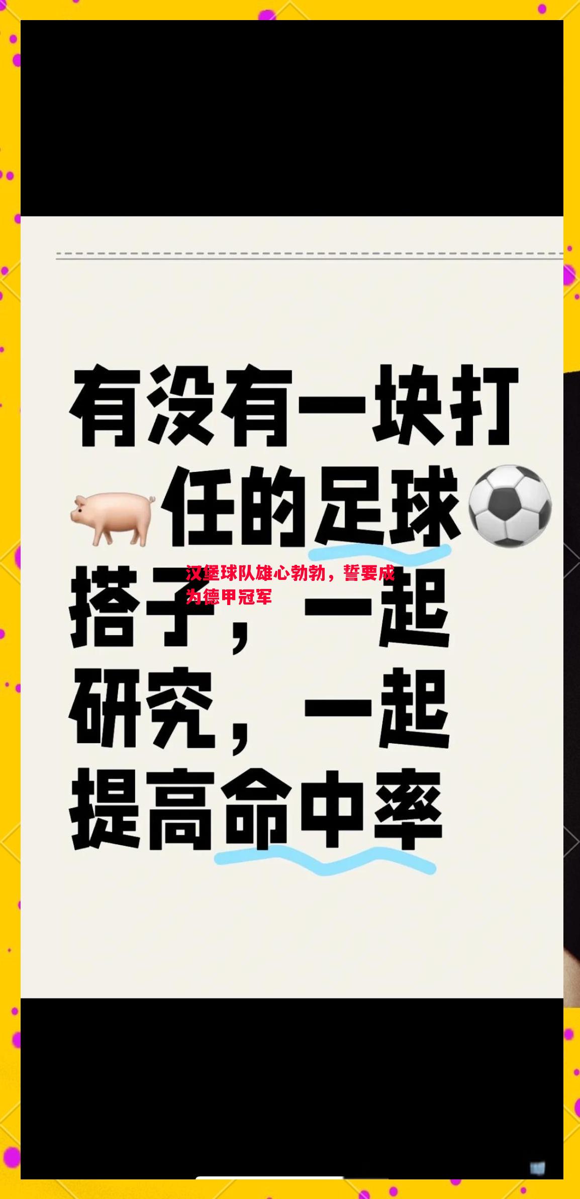 汉堡球队雄心勃勃，誓要成为德甲冠军